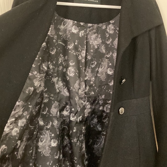 Guess Black Peacoat Double Breasted Wool Blend Coat Jacket Women’s Sz Small - Picture 9 of 10